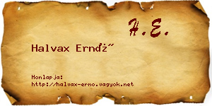 Halvax Ernő névjegykártya